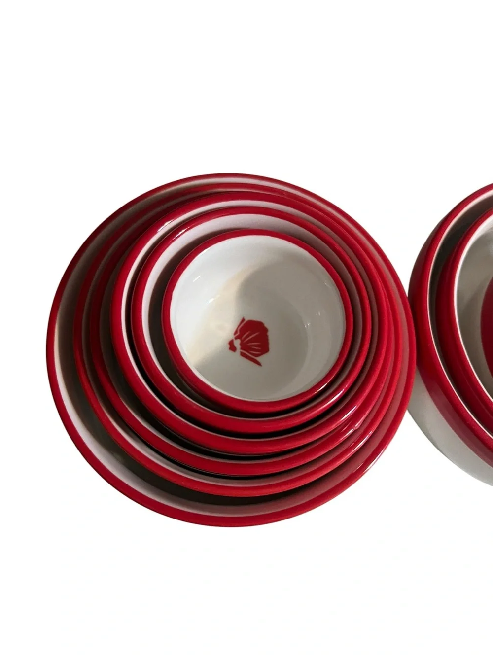 Carla Hall Sweet Heritage Nesting Ceramic Measuring Bowls White Red Blooming
